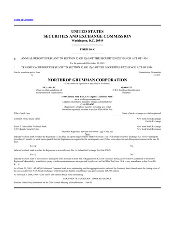 Thumbnail Northrop Grumman 10-K Annual Report 