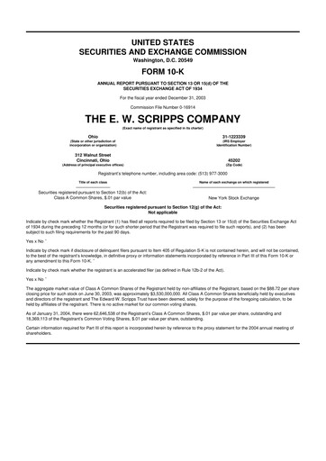 Thumbnail E. W. Scripps Company
 10-K Annual Report 