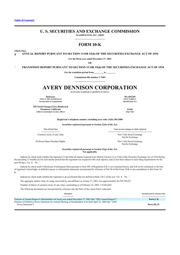 Miniature Avery Dennison
 10-K Rapport annuel 