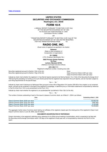 Thumbnail Urban One
 10-K Annual Report 