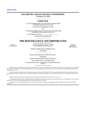 Thumbnail Strategy 
 (MicroStrategy) 10-K Annual Report 