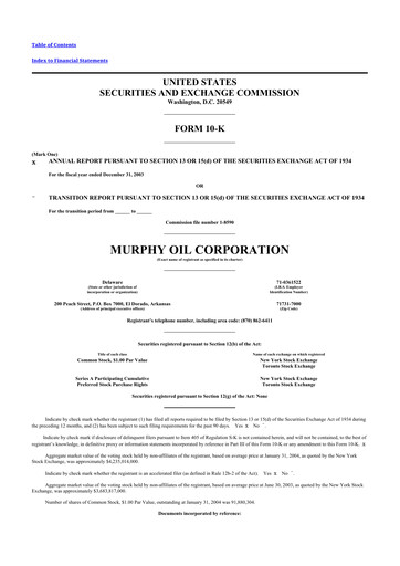 Thumbnail Murphy Oil
 10-K Annual Report 