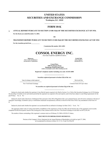 Thumbnail CNX Resources
 10-K Annual Report 