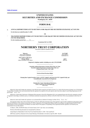 Thumbnail Northern Trust
 10-K Annual Report 