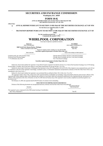 Thumbnail Whirlpool 10-K Annual Report 