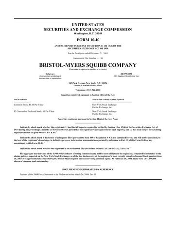 Thumbnail Bristol-Myers Squibb 10-K Annual Report 