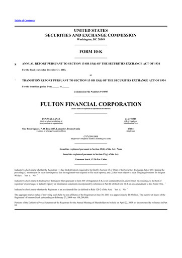 Thumbnail Fulton Financial 10-K Annual Report 