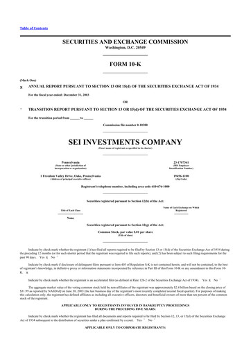 Thumbnail SEI Investments 10-K Annual Report 