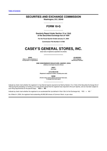 Thumbnail Casey's General Stores
 10-Q Quarterly Report FY 