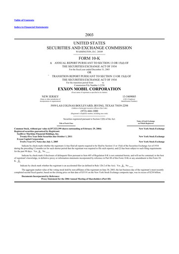 Thumbnail Exxon Mobil 10-K Annual Report 