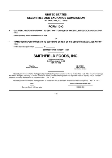 Thumbnail Smithfield Foods 10-Q Quarterly Report FY 