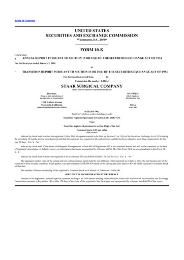 Thumbnail STAAR Surgical 10-K Annual Report 