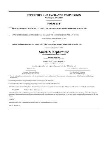 Thumbnail Smith & Nephew
 20-F Annual Report 