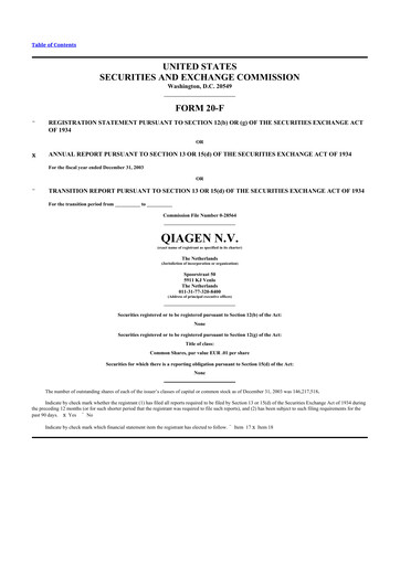 Thumbnail Qiagen  20-F Annual Report 