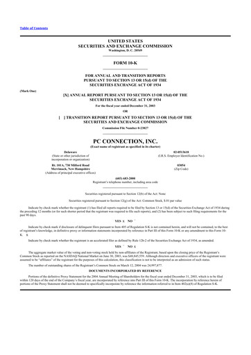 Thumbnail PC Connection
 10-K Annual Report 