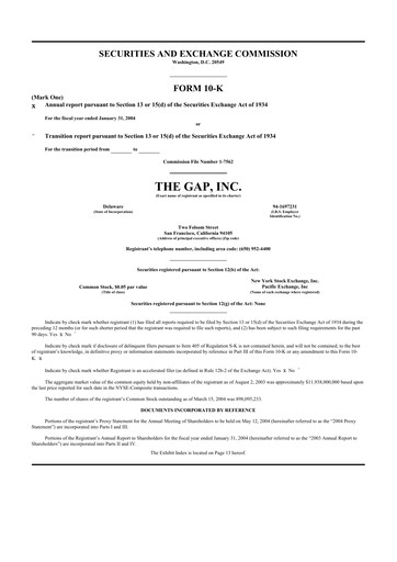 Thumbnail Gap Inc.
 10-K Annual Report 