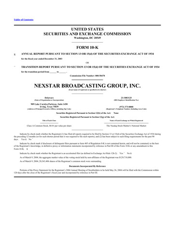 Thumbnail Nexstar Media Group
 10-K Annual Report 