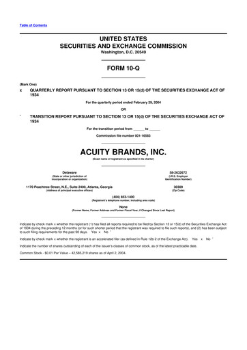 Vorschaubild Acuity Brands
 10-Q Quartalsbericht  