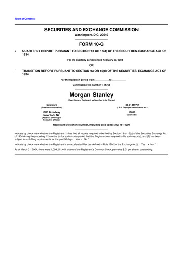 Thumbnail Morgan Stanley 10-Q Quarterly Report FY 