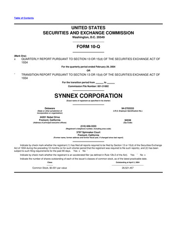 Thumbnail TD Synnex 10-Q Quarterly Report FY 