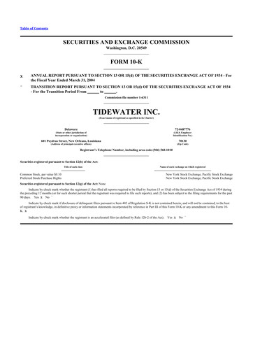 Thumbnail Tidewater 10-K Annual Report 