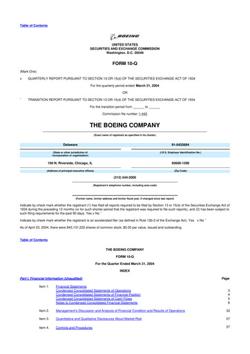 Thumbnail Boeing 10-Q Quarterly Report FY 