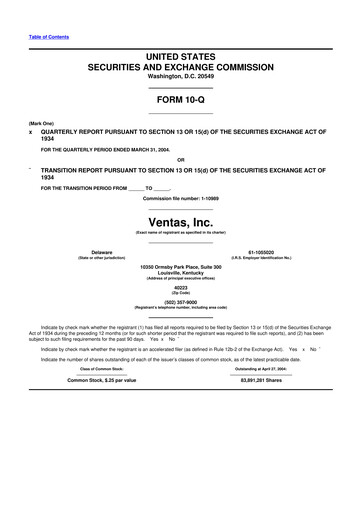 Thumbnail Ventas 10-Q Quarterly Report FY 