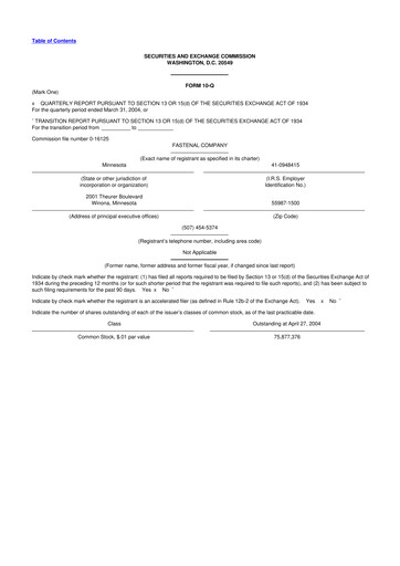 Thumbnail Fastenal 10-Q Quarterly Report FY 