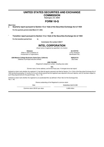 Thumbnail Intel 10-Q Quarterly Report FY 