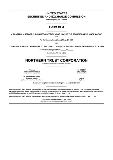 Thumbnail Northern Trust
 10-Q Quarterly Report FY 