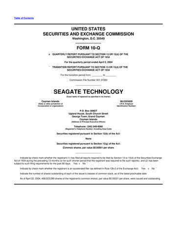Thumbnail Seagate Technology 10-Q Quarterly Report FY 