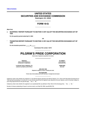 Thumbnail Pilgrim's Pride
 10-Q Quarterly Report FY 