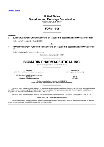 Thumbnail BioMarin Pharmaceutical 10-Q Quarterly Report FY 