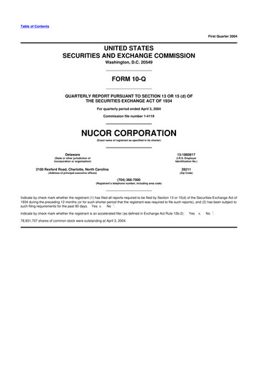 Thumbnail Nucor
 10-Q Quarterly Report FY 