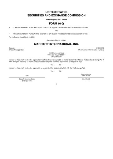Thumbnail Marriott International 10-Q Quarterly Report FY 