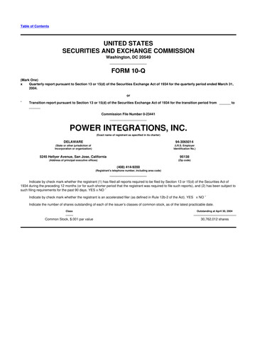 Thumbnail Power Integrations
 10-Q Quarterly Report FY 