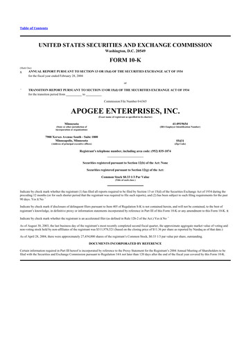 Thumbnail Apogee Enterprises 10-K Annual Report 