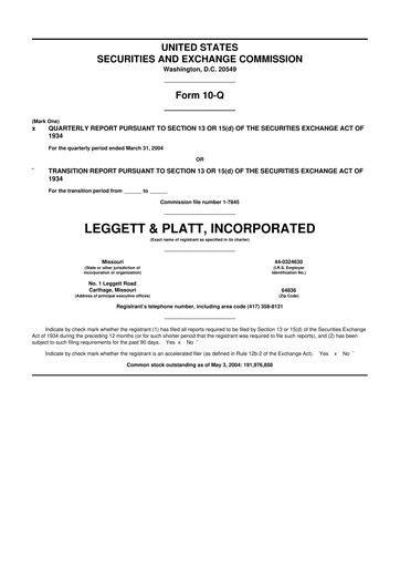 Miniature Leggett & Platt

 10-Q Rapport trimestriel  