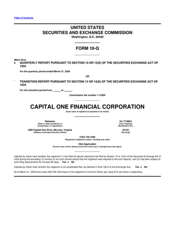 Thumbnail Capital One 10-Q Quarterly Report FY 