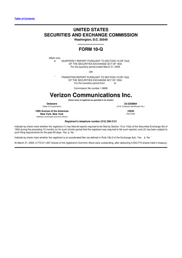 Vorschaubild Verizon 10-Q Quartalsbericht  