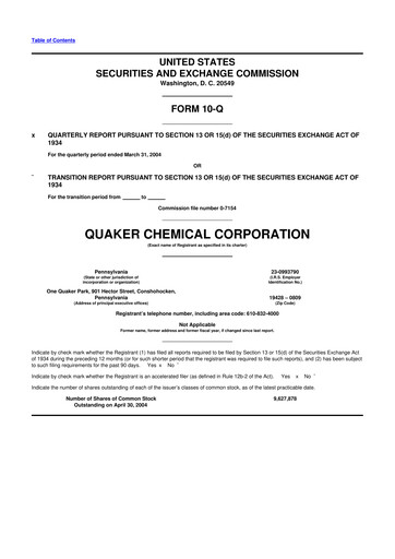 Thumbnail Quaker Houghton 10-Q Quarterly Report FY 