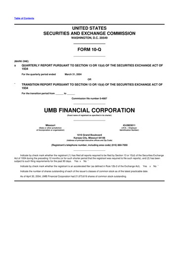 Thumbnail UMB Financial 10-Q Quarterly Report FY 