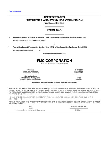 Thumbnail FMC Corporation 10-Q Quarterly Report FY 