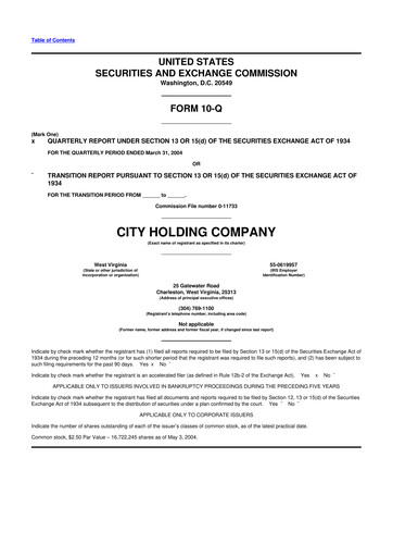 Thumbnail City Holding Company 10-Q Quarterly Report FY 