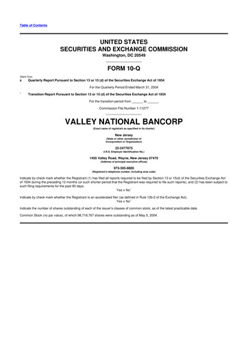 Vorschaubild Valley Bank 10-Q Quartalsbericht  