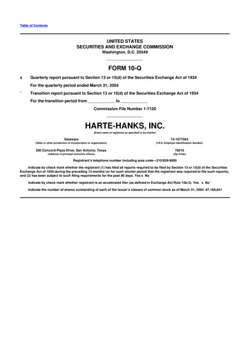 Miniature Harte Hanks 10-Q Rapport trimestriel  