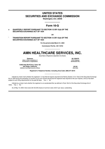 Thumbnail AMN Healthcare Services 10-Q Quarterly Report FY 