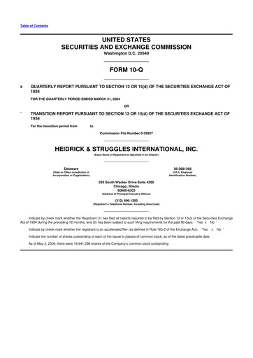 Miniature Heidrick & Struggles

 10-Q Rapport trimestriel  