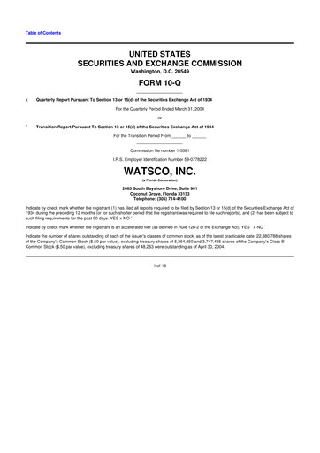 Thumbnail Watsco
 10-Q Quarterly Report FY 