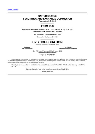 Thumbnail CVS Health 10-Q Quarterly Report FY 